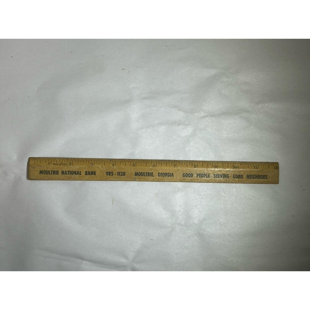 Vintage Moultrie National Bank Wood Wooden Ruler Georgia GA Advertising